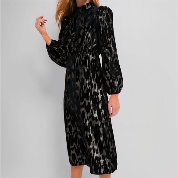 Nwt TUCKERNUCK - 10 Pomander Place Metallic Velvet Burnout Gilly Blk Gold Dress - Picture 1 of 8